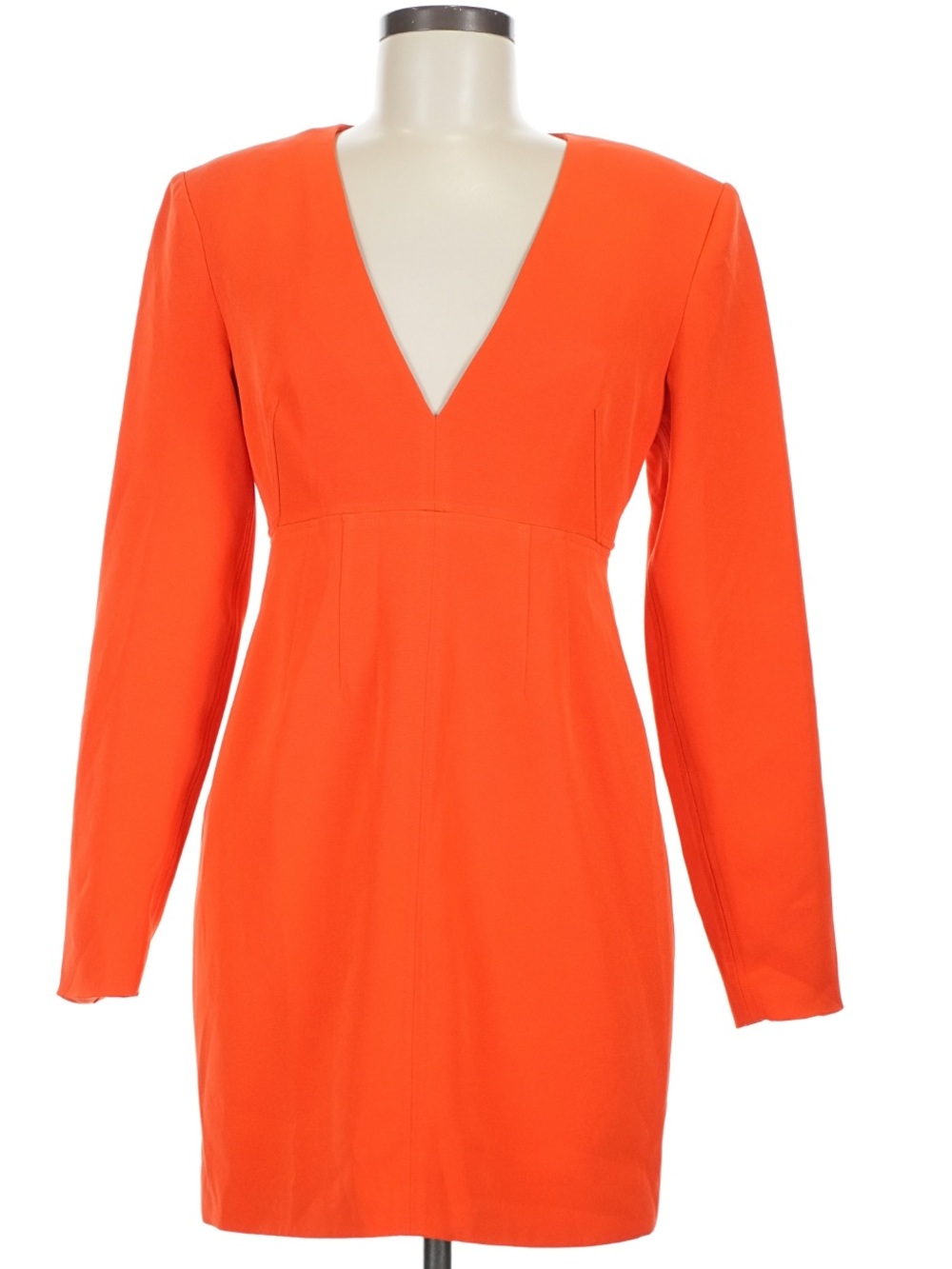 LBV. Orange Long Sleeve V Neck Mini Dress Size 6